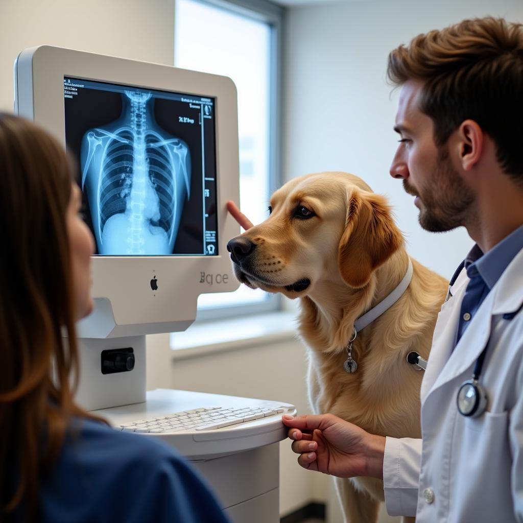 Veterinarian Utilizing Advanced Technology for Diagnosis