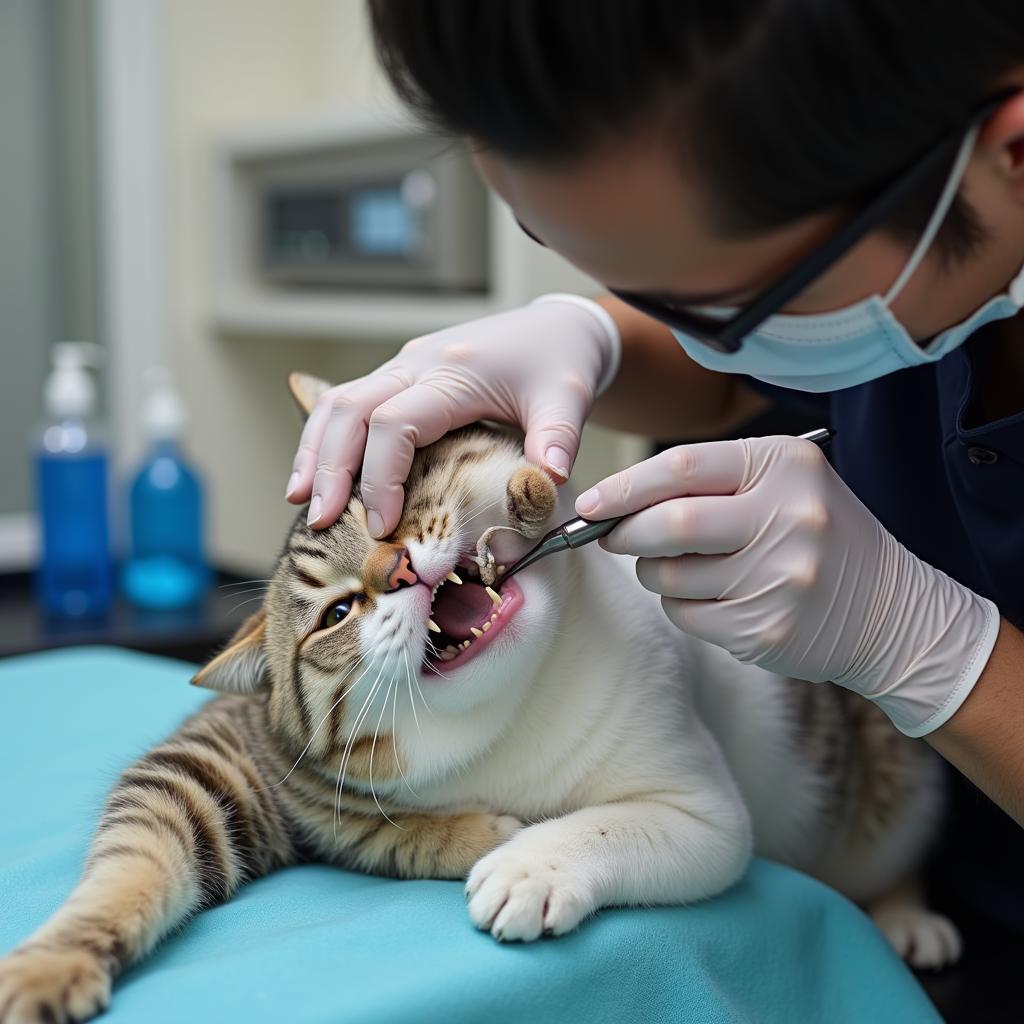 Veterinarian Performing Dental Procedure