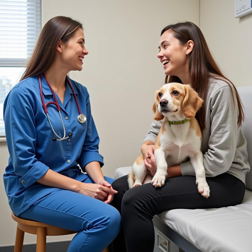 Veterinarian consulting with a pet owner