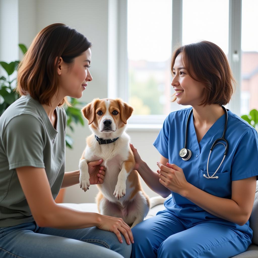 Veterinarian consulting with a pet owner