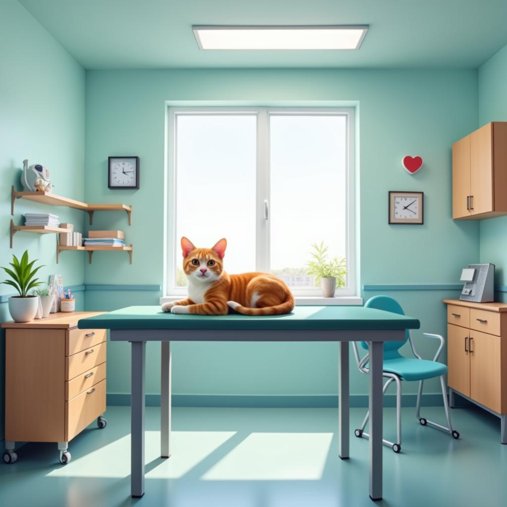 Veterinary Exam Room with Cat 