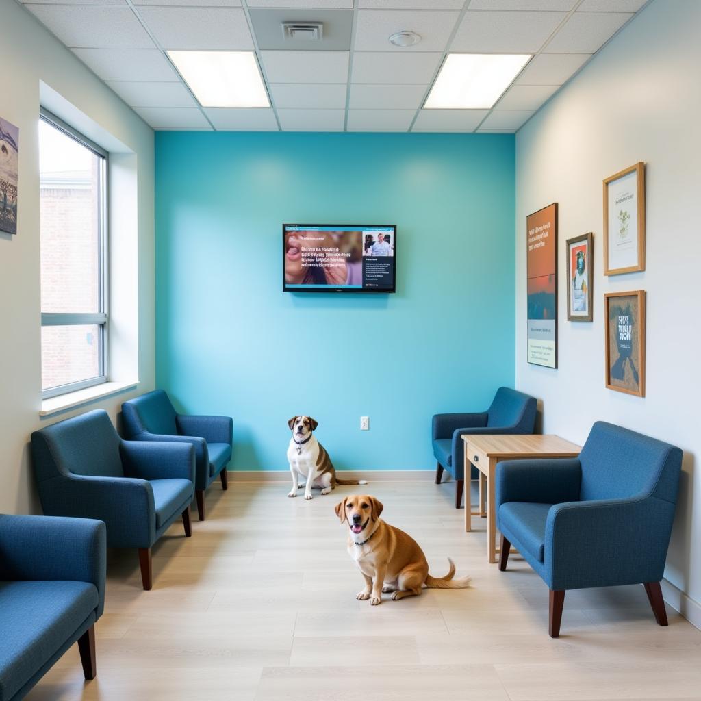 Clean and welcoming waiting area in a Tinley Park vet clinic