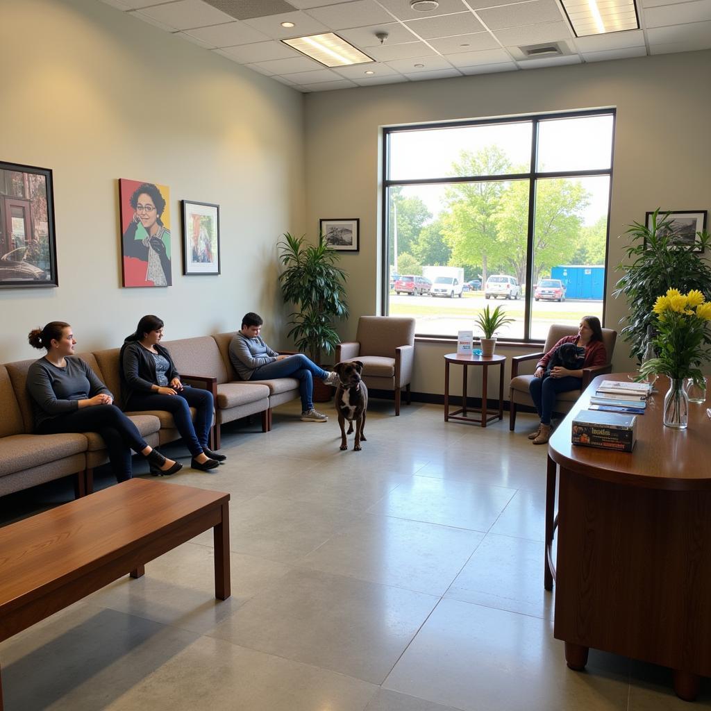 Spacious and inviting veterinary hospital waiting room