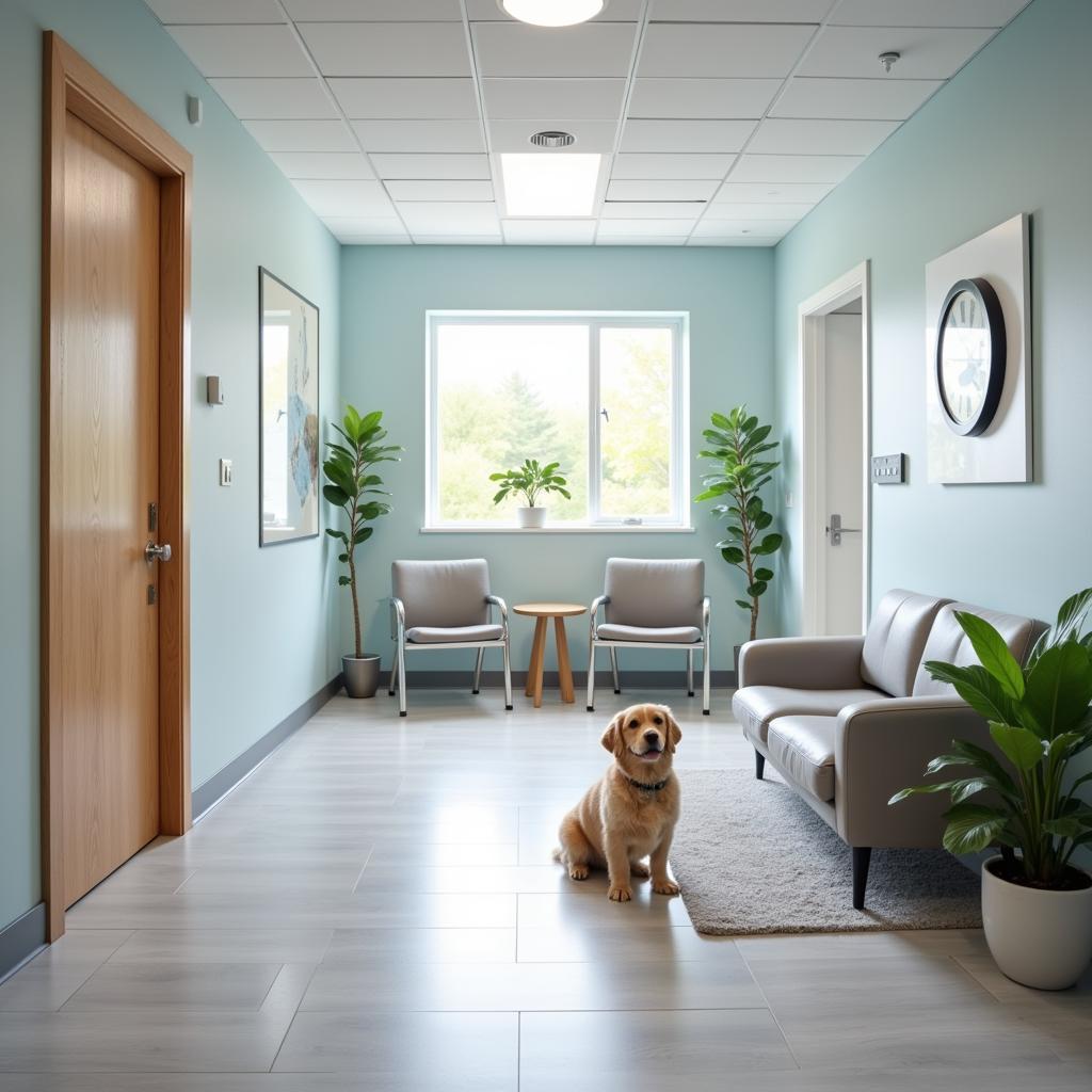 Clean and modern veterinary hospital waiting room