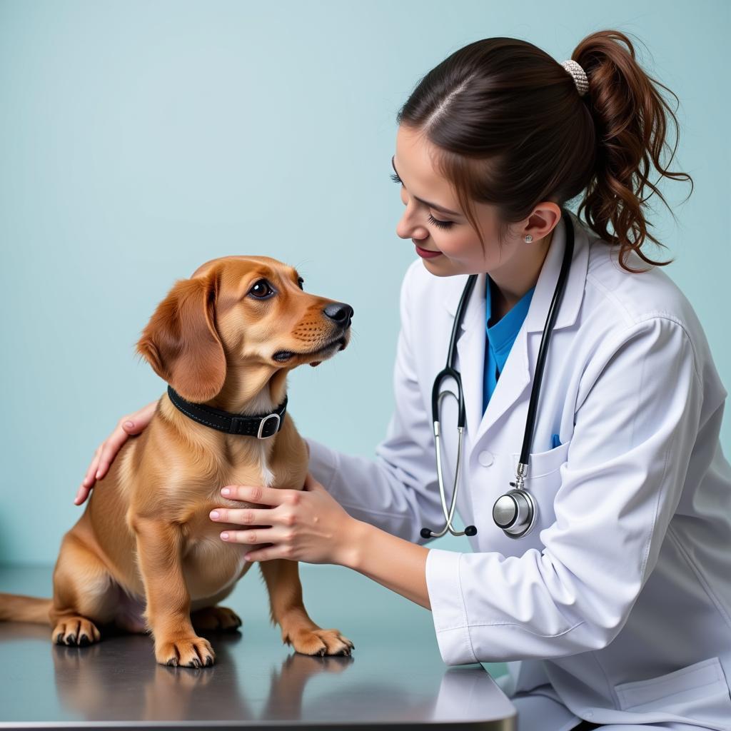 Veterinary Specialist Conducting Exam on Dog