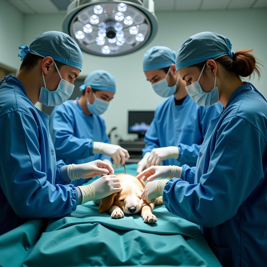 Highly trained veterinary surgical team preparing for a procedure in Temple, TX