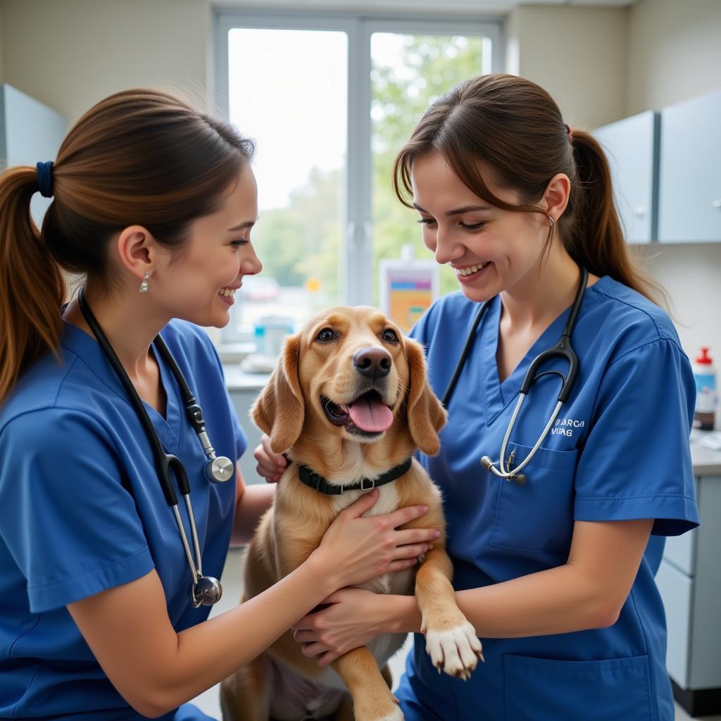 Veterinary team providing compassionate care to a pet