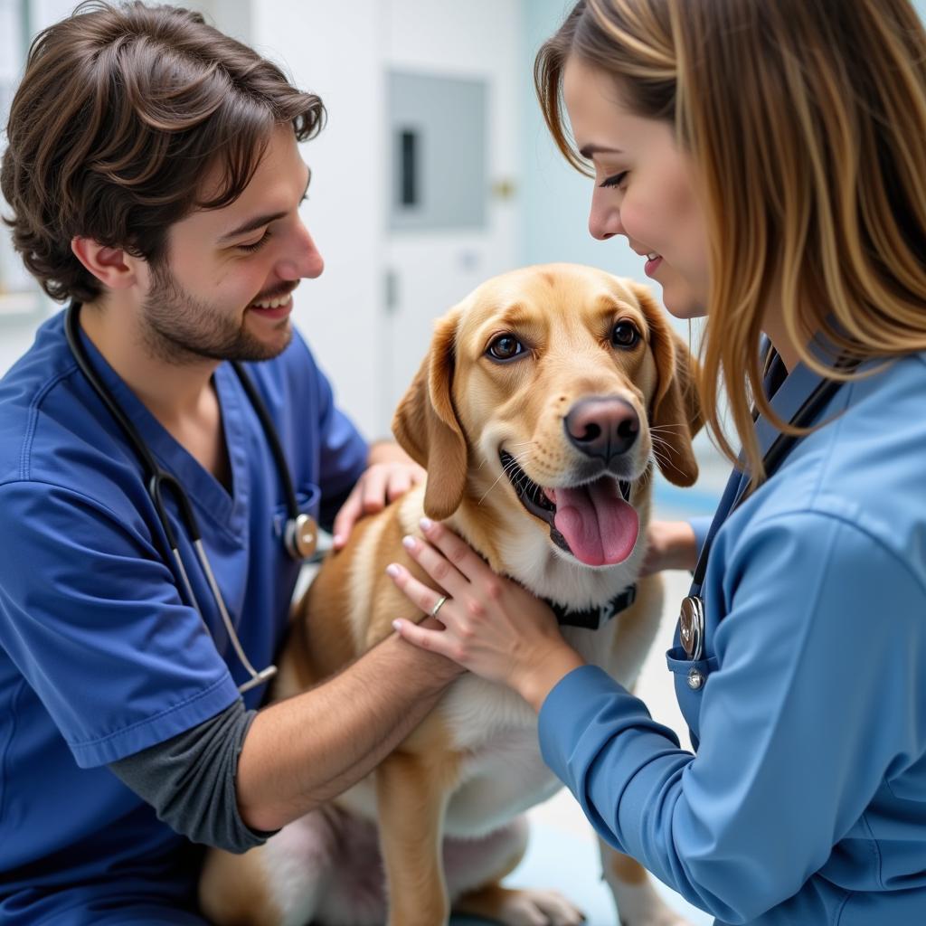 Veterinary Team Caring for Dog