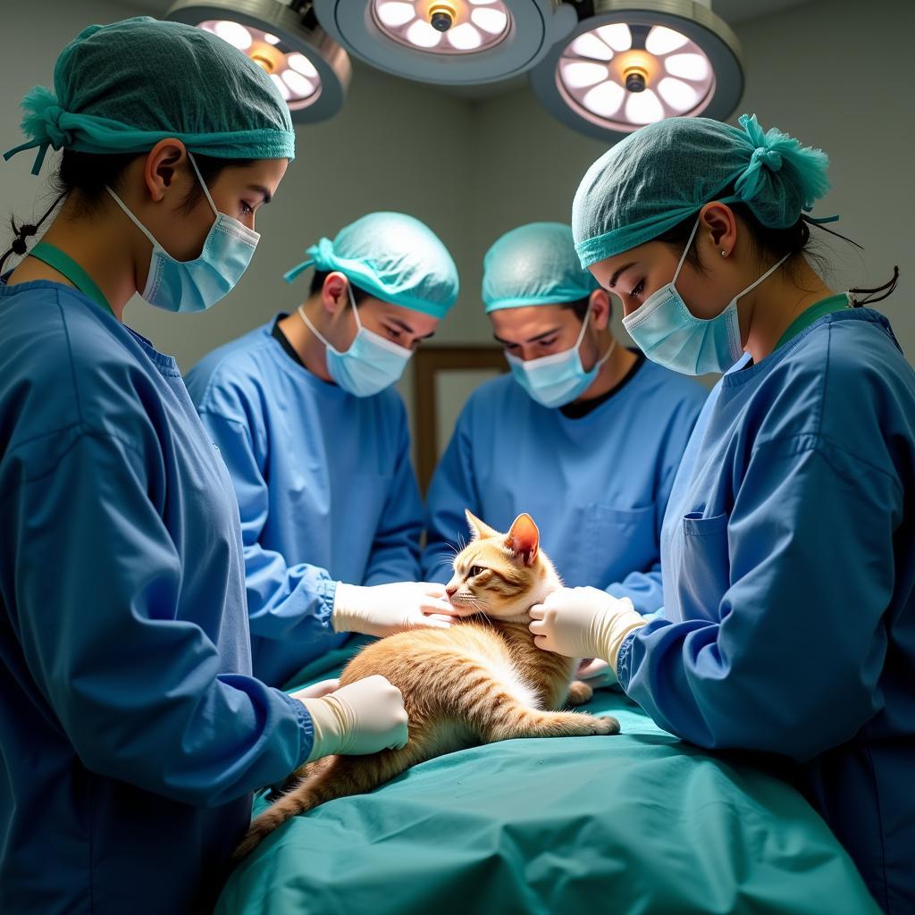 Veterinary Team Performing Emergency Surgery