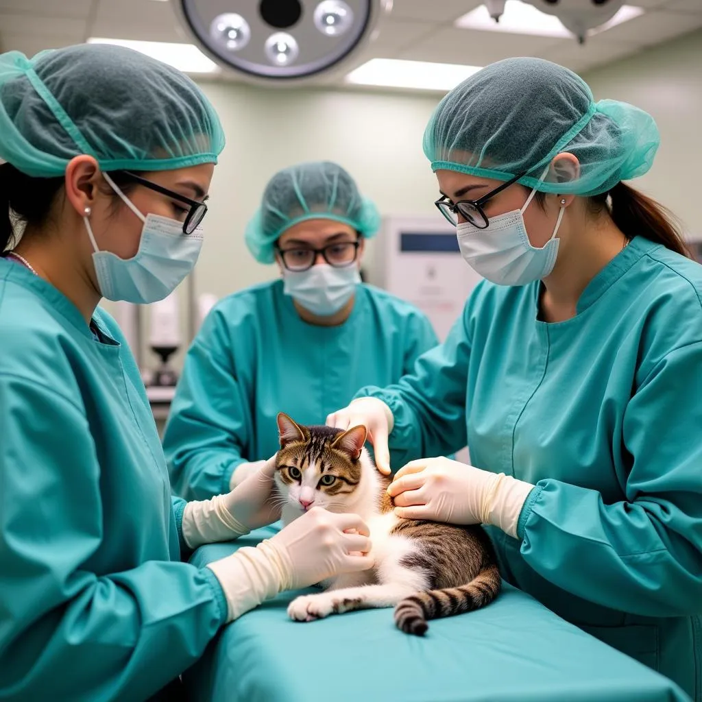 Veterinary Team Performing Surgery