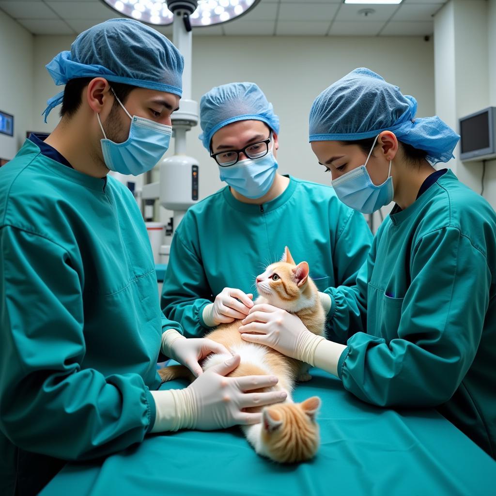 Veterinary Team Performing Surgery