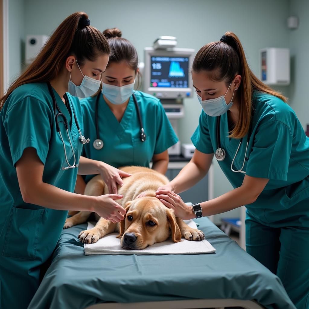 Veterinary Team Providing Emergency Care