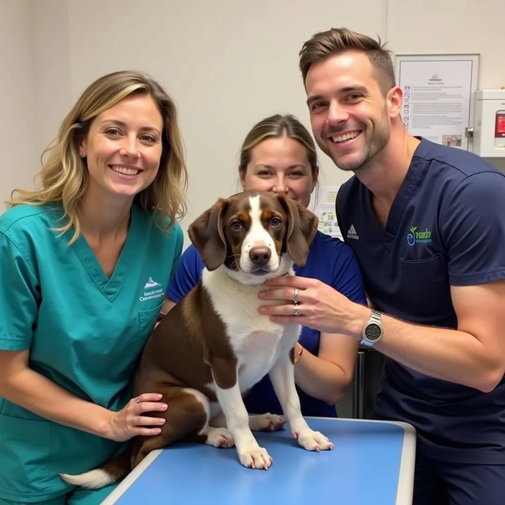 Veterinary team smiling