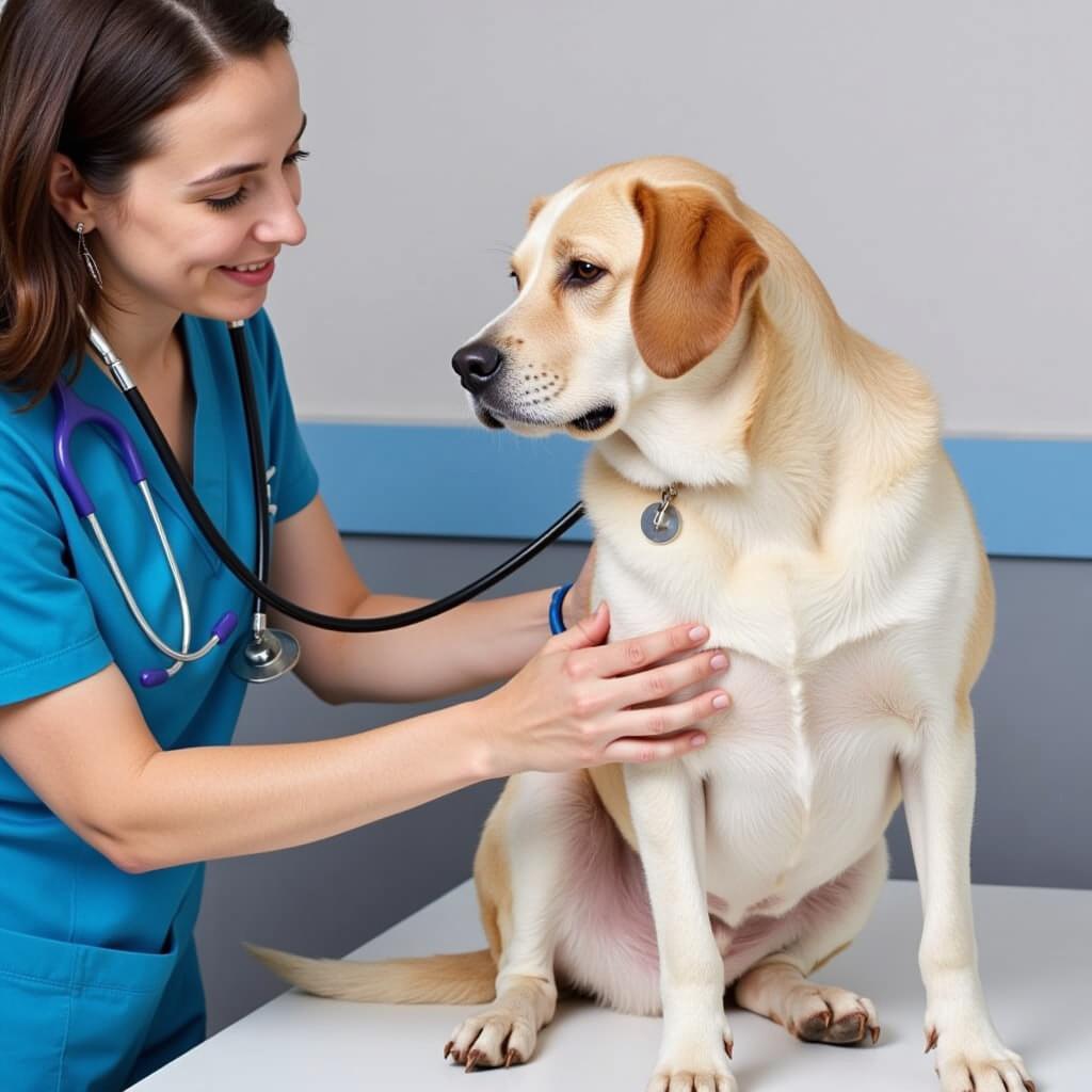 Veterinarian Examining a Dog at Wachusett