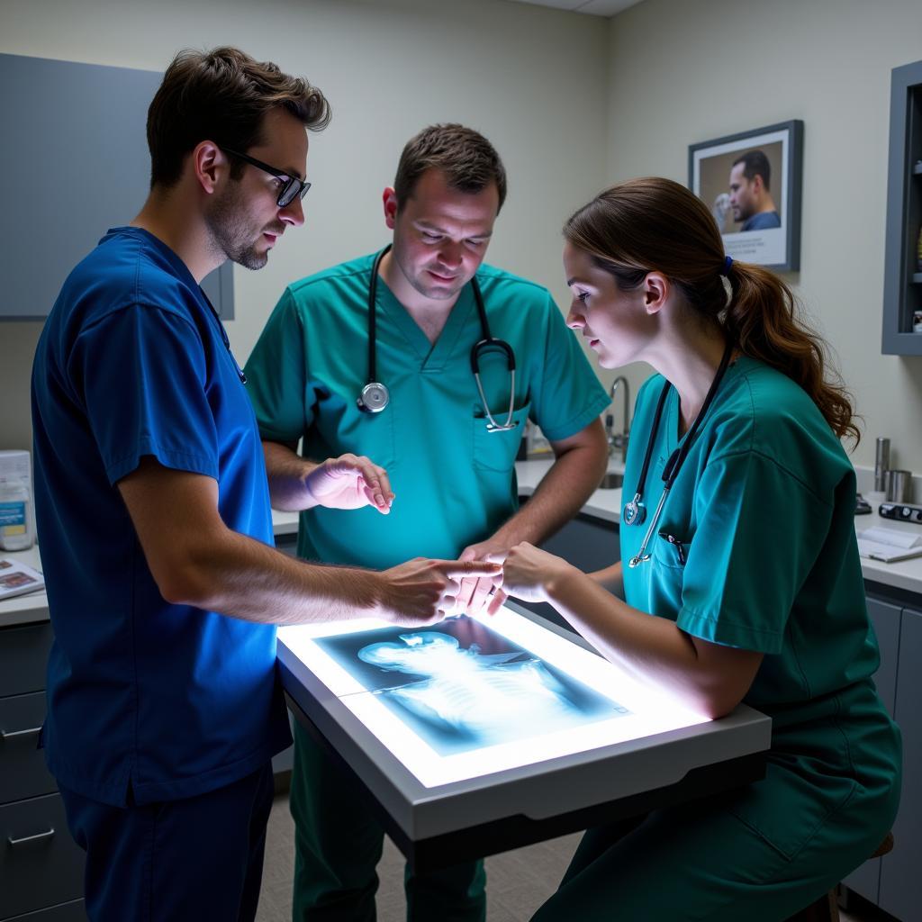 Veterinary Team Discussing X-ray at Washington Pet Hospital