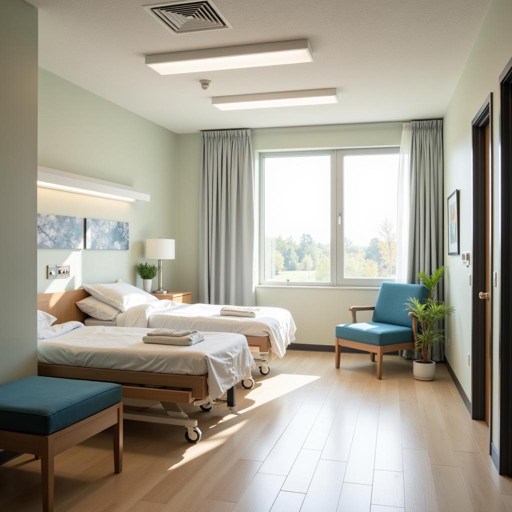 Comfortable and modern patient room at Watkins Hospital