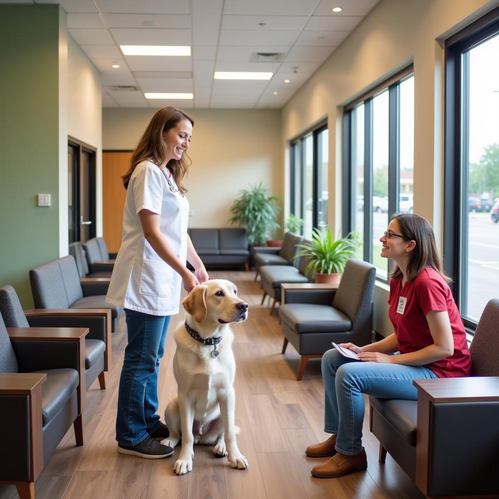 The warm and inviting waiting area of Ridgway Animal Hospital