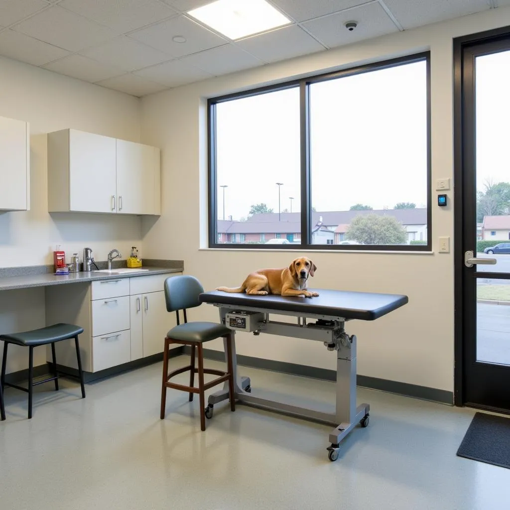 Bright and modern examination room in a Garland animal hospital