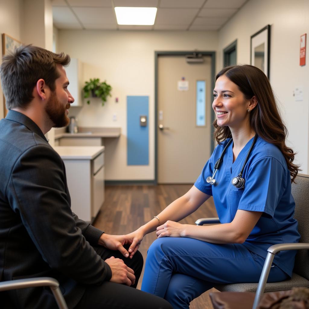 Wickenburg Hospital Pharmacist providing a consultation