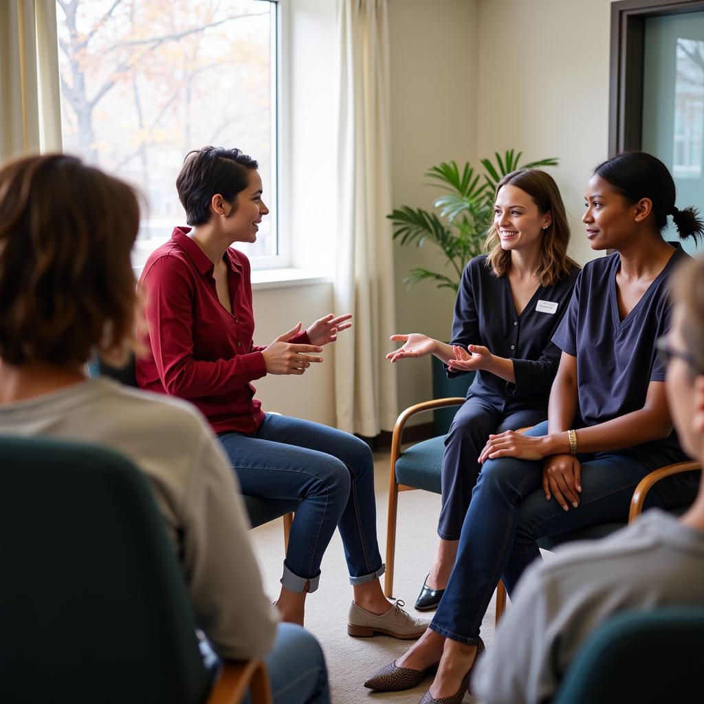 Patients participating in group therapy at Willingway Hospital