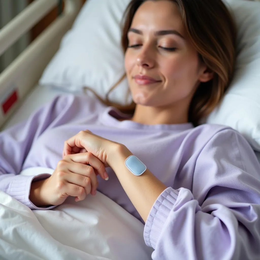 Patient wearing lavender aromatherapy patch