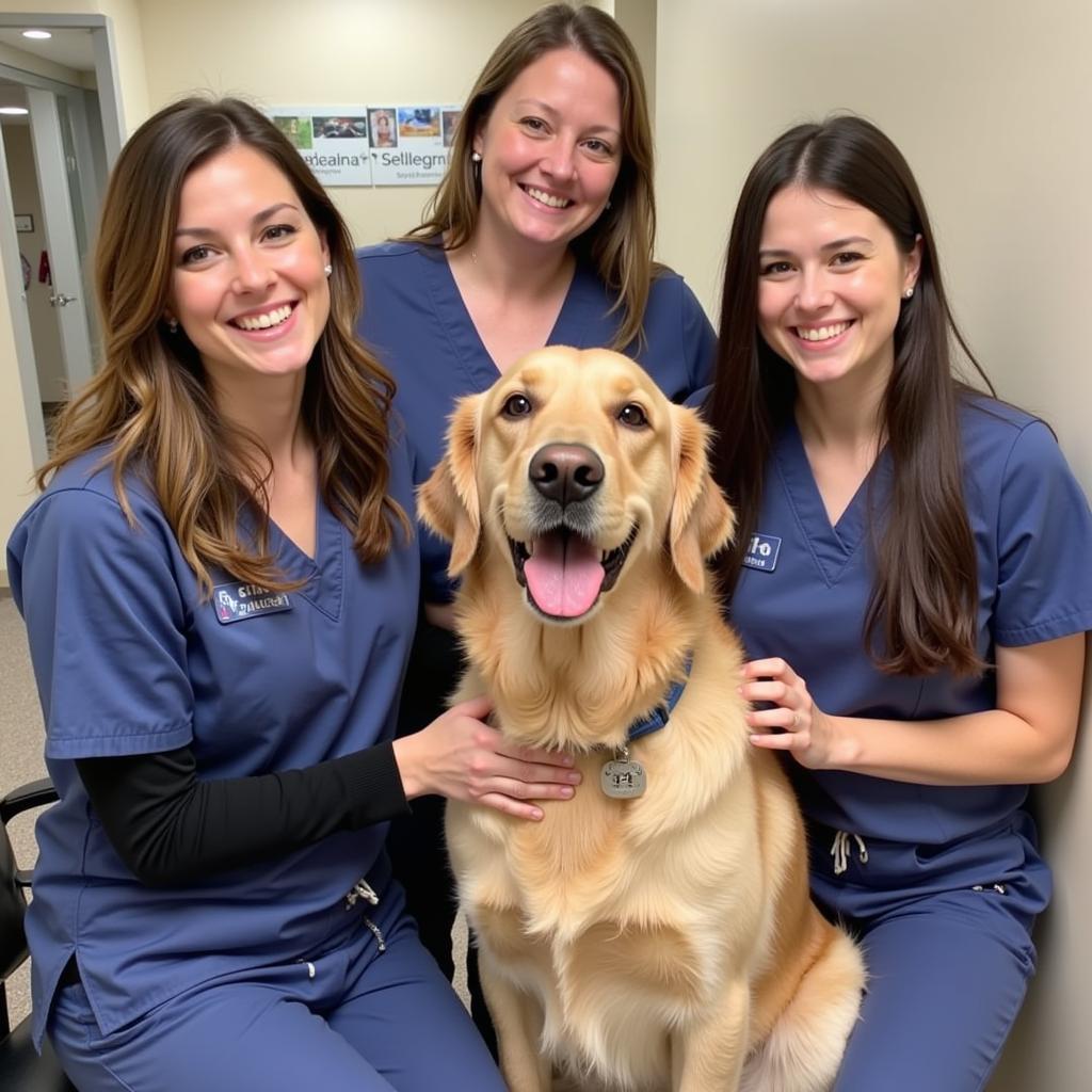 Woodlawn Vet Hospital Team with a Dog