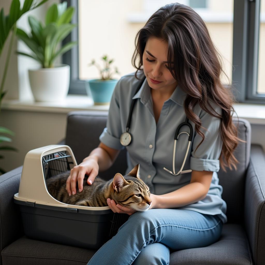 Anxious Pet Owner Awaiting News in a Veterinary Waiting Room