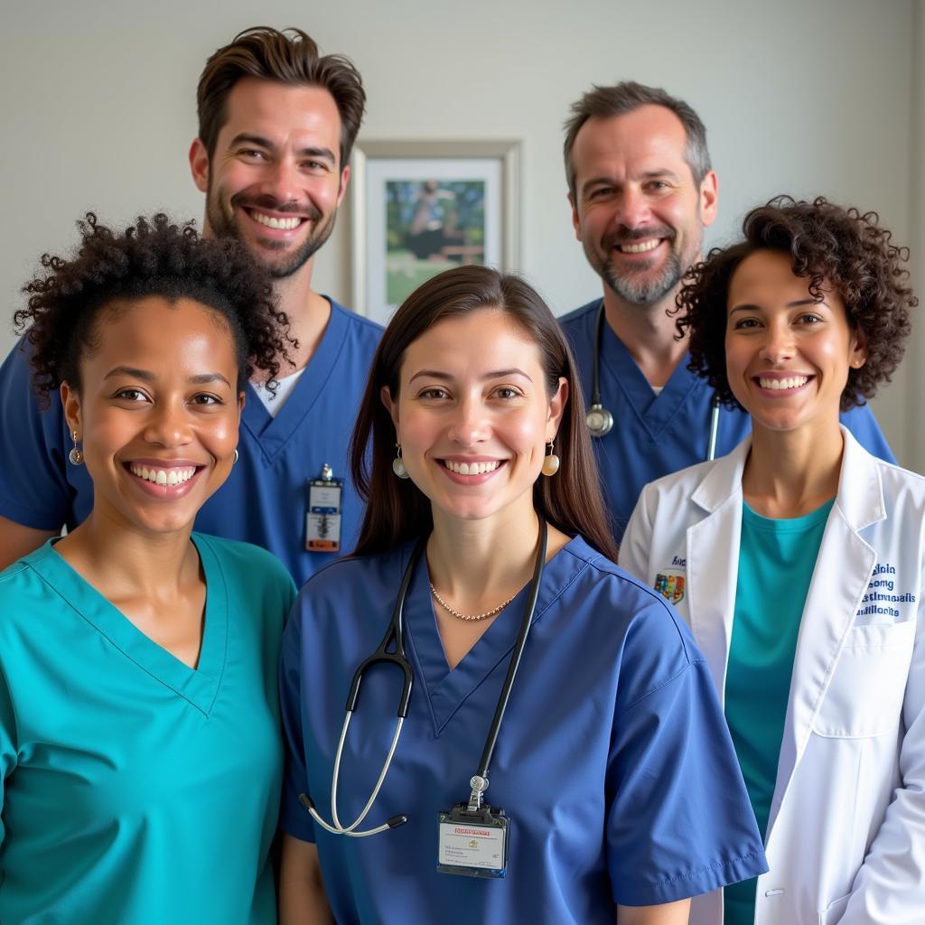 A team of healthcare professionals smiling