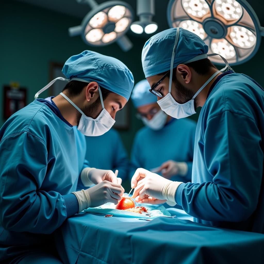 Surgical team performing a procedure in Zayed Military Hospital's operating room