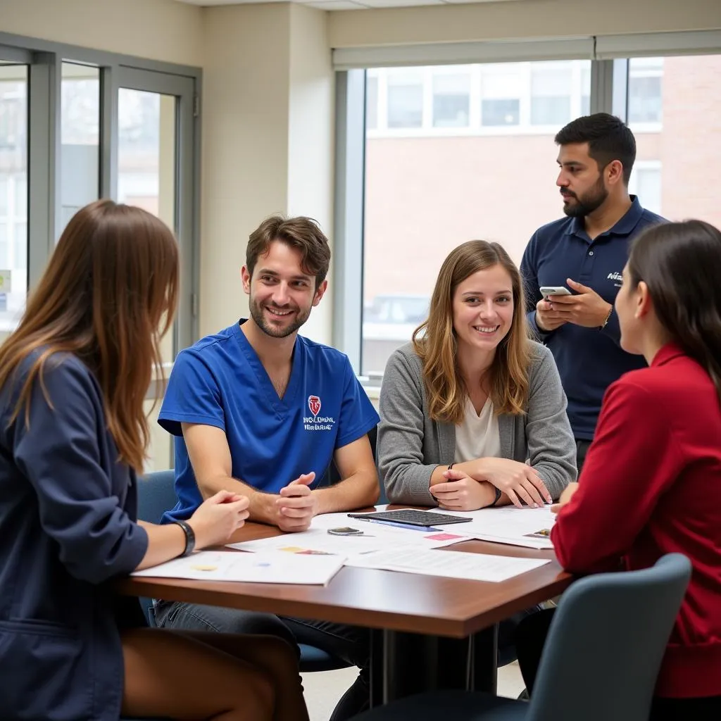 Medical Students discussing a patient case with a faculty member