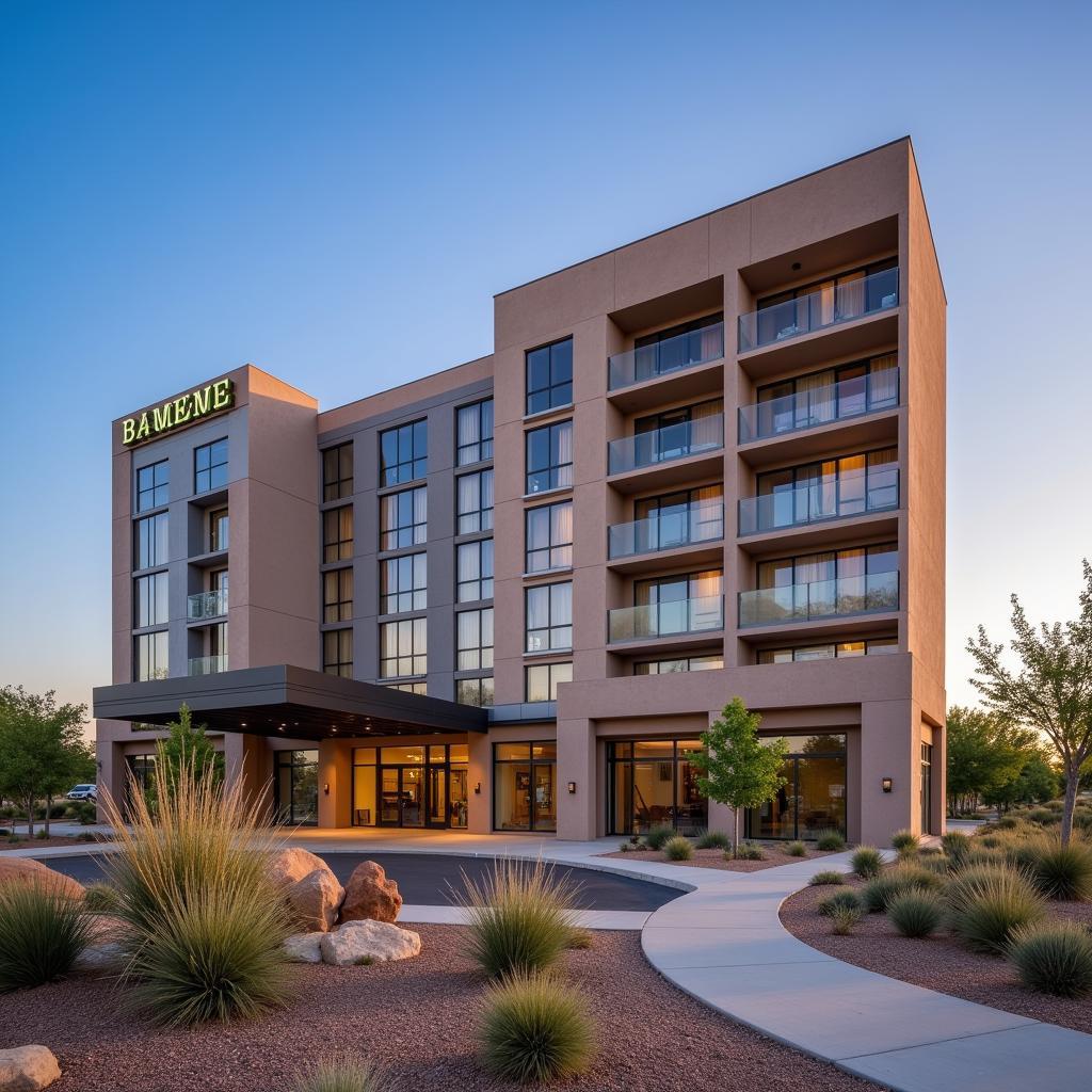 Exterior View of a Modern Hotel in Albuquerque