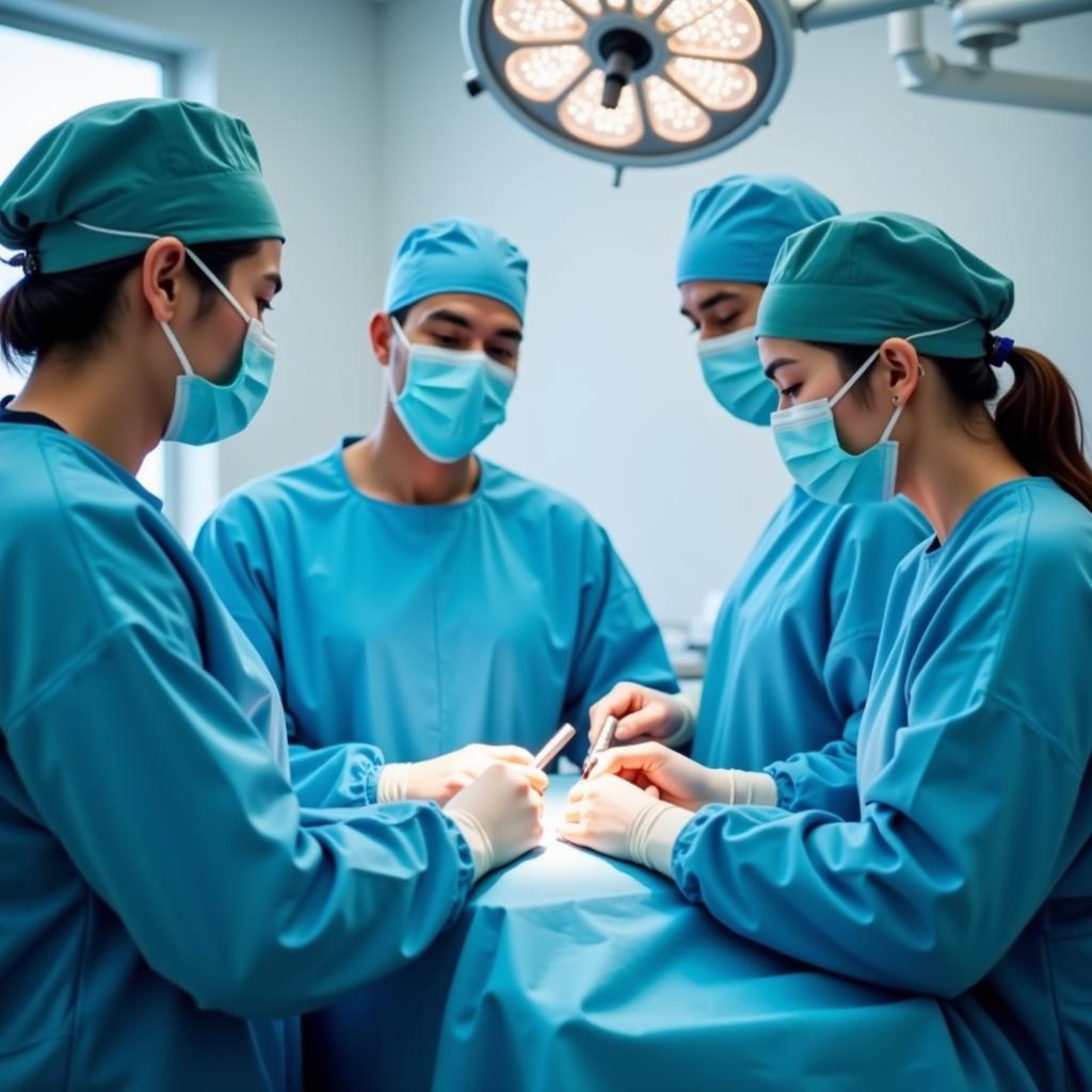 Surgical team wearing Allens surgical gowns