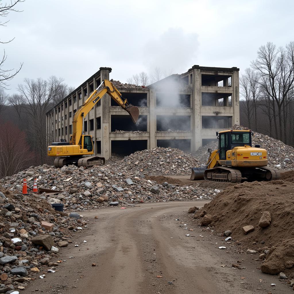 Demolition of Allentown State Hospital in progress