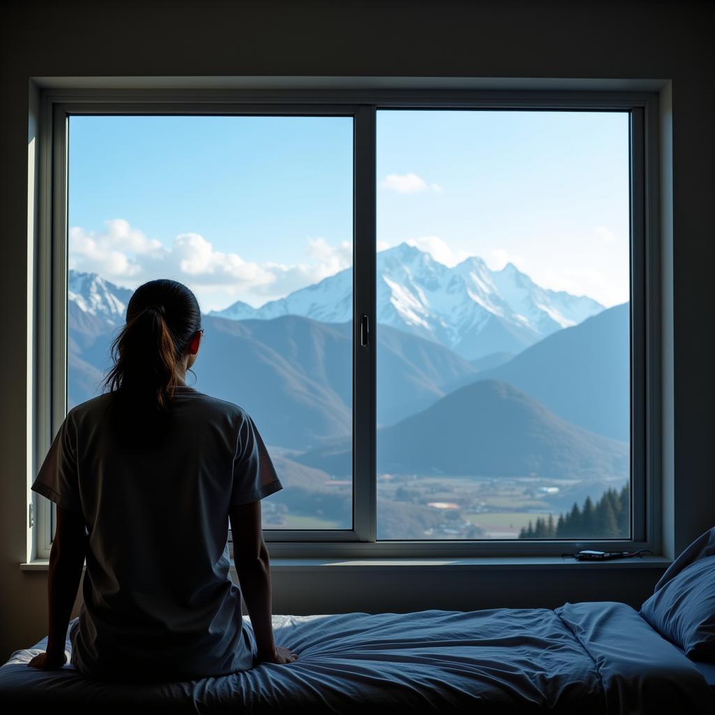 Panoramic View of the Andes Mountains from a Hospital Window