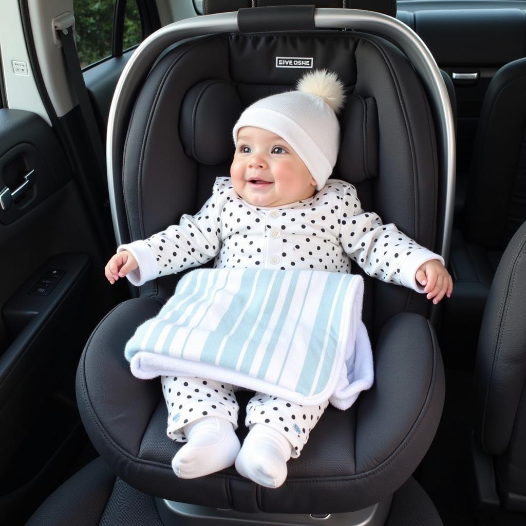 Baby's coming home outfit: Onesie, hat, blanket, car seat