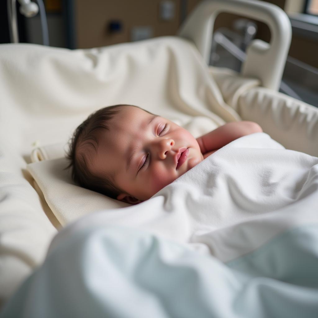 Baby sleeping peacefully in a hospital bassinet