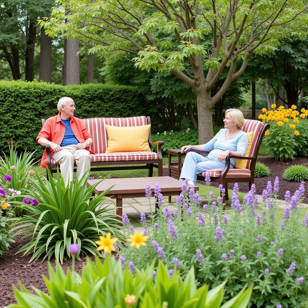 Bell Convalescent Hospital Residents Relaxing in the Tranquil Outdoor Garden