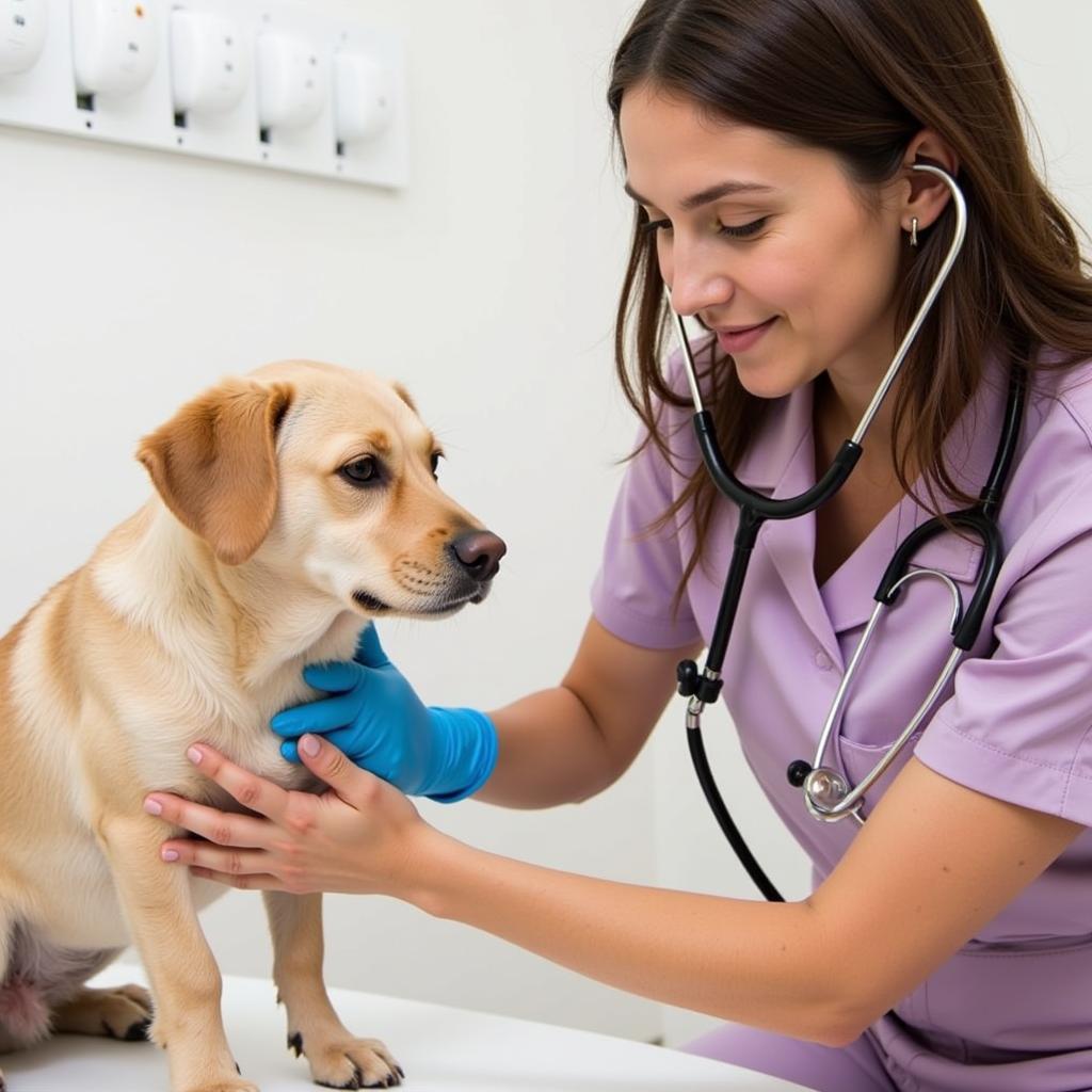 Experienced Veterinarian Examining a Dog at Beltway Animal Hospital Towson