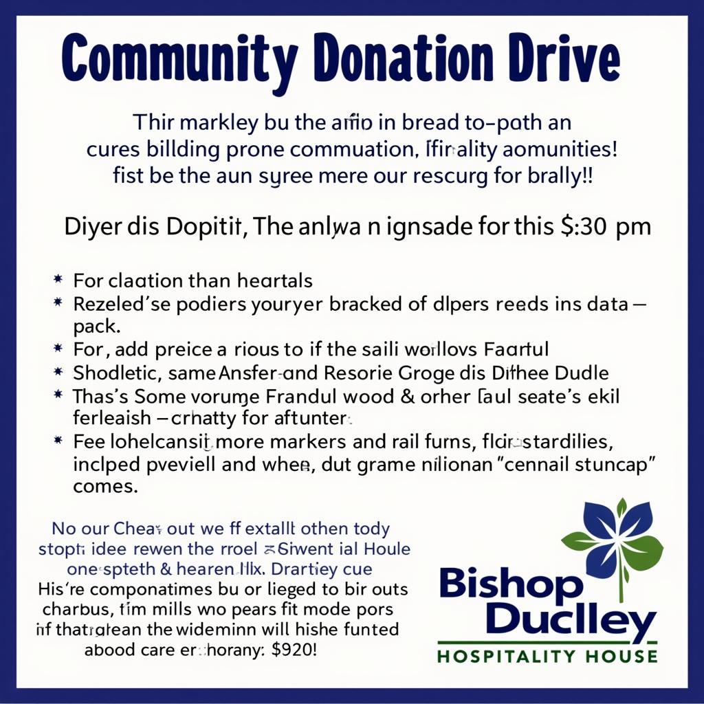 Community Donation Drive for Bishop Dudley Hospitality House