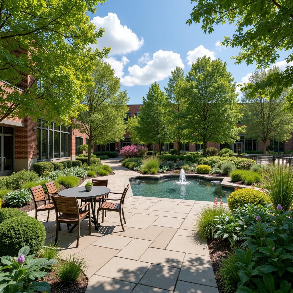 Tranquil garden in a blanding hospital