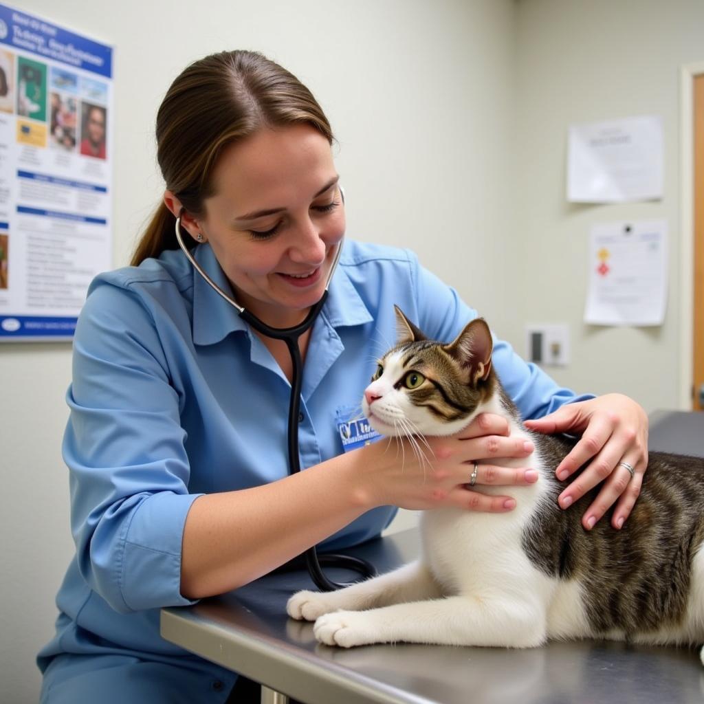 Blue Pearl Fresno Specialist Examining Cat