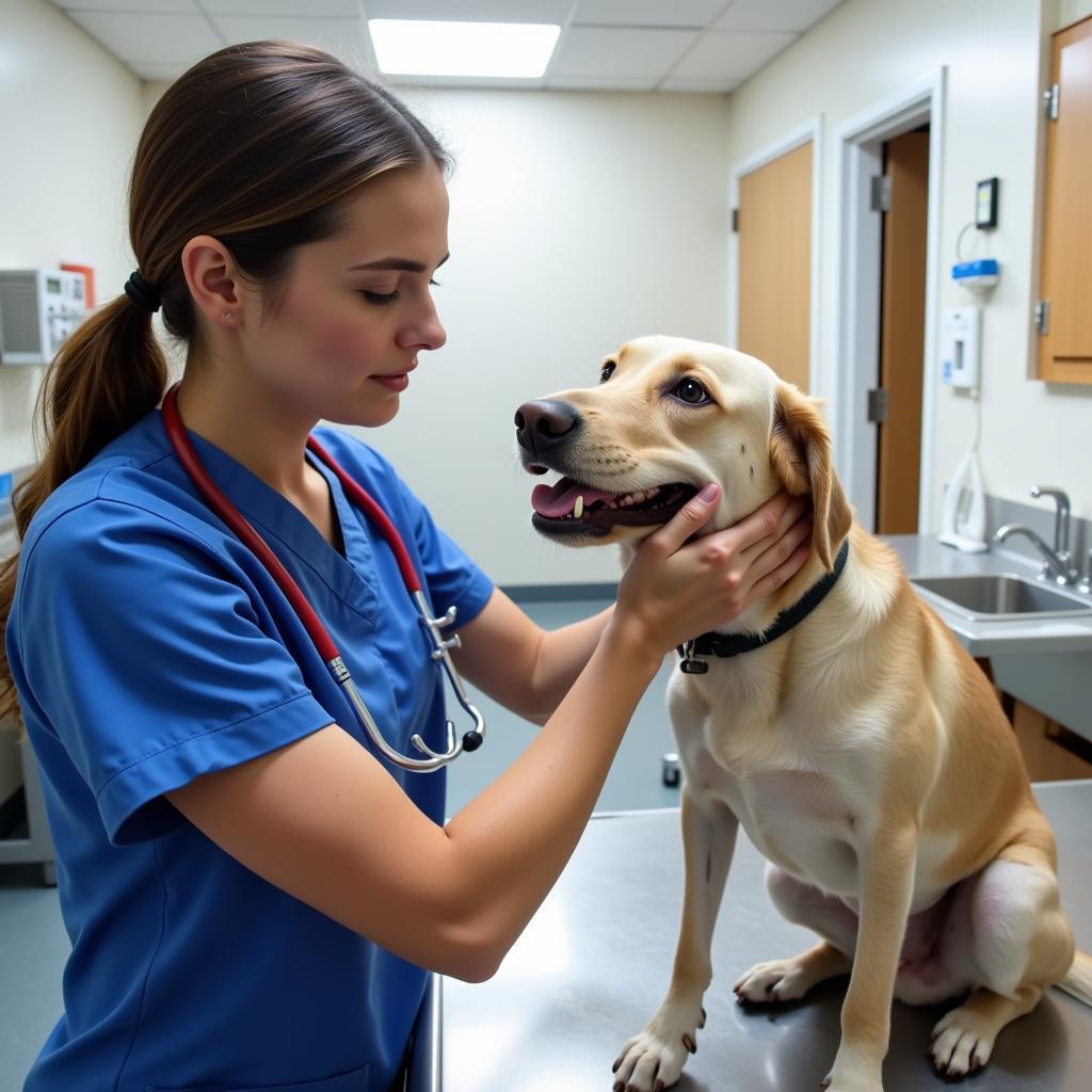 Veterinarian Examining Dog at Blue Springs Animal Hospital