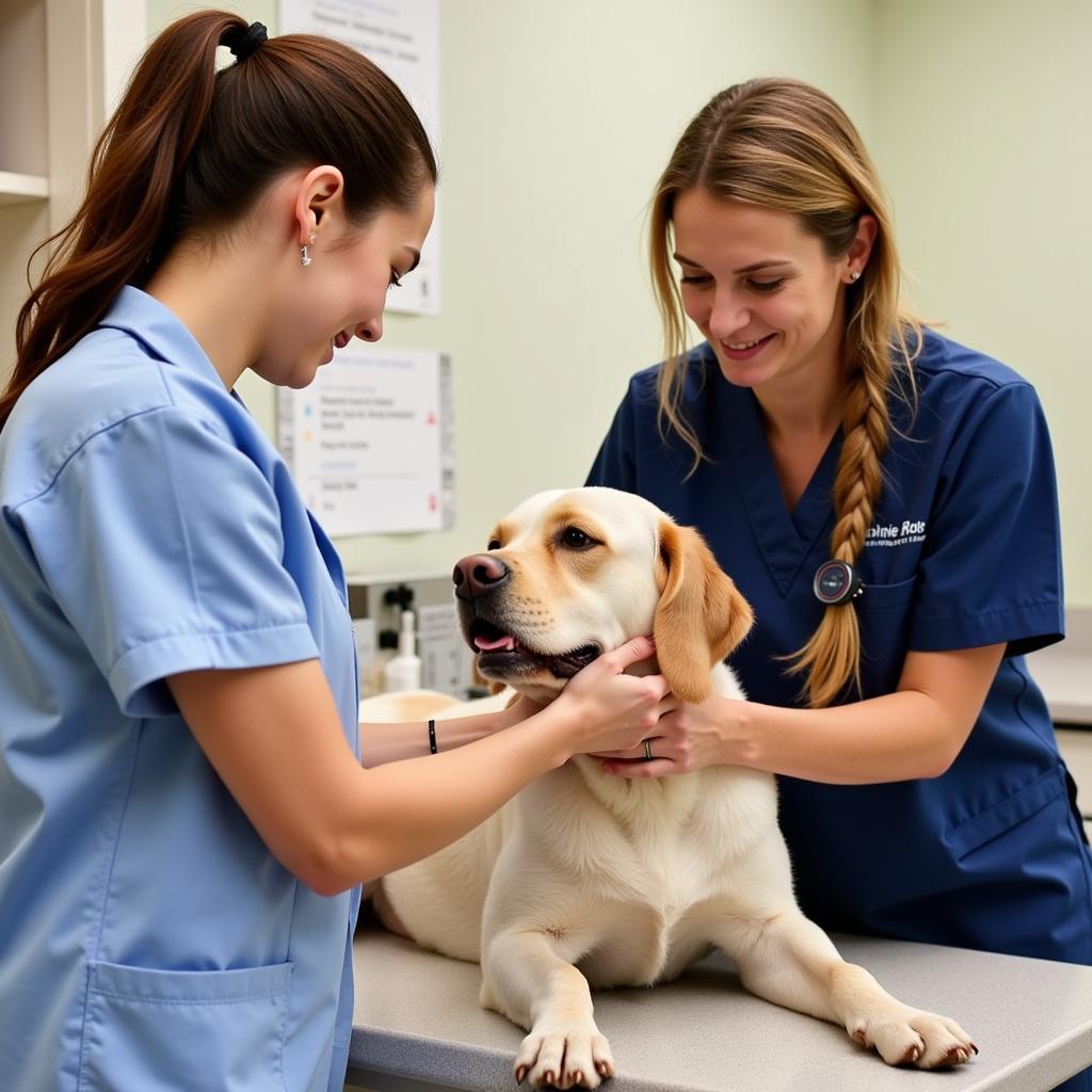 Bonnie Brae Vet Staff Interacting with a Pet