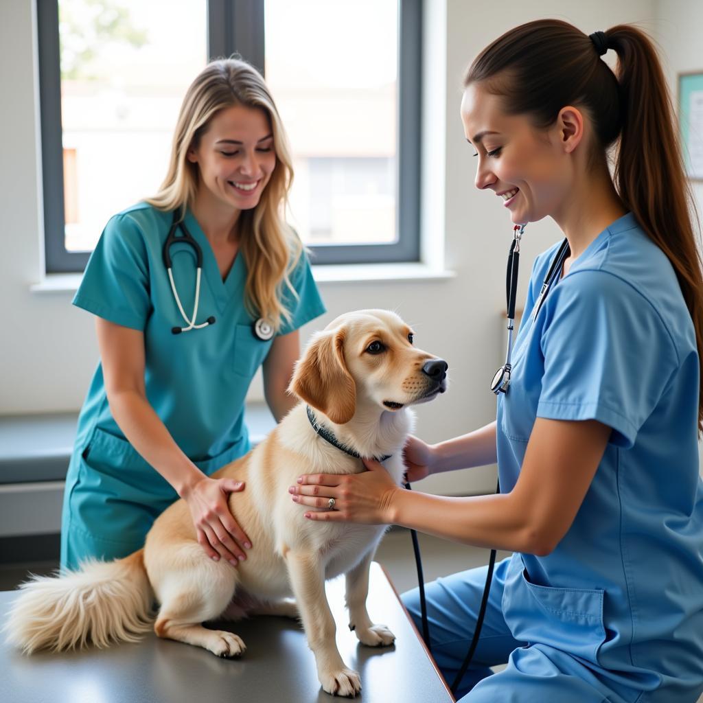 Veterinarian Examining a Dog in Burlington