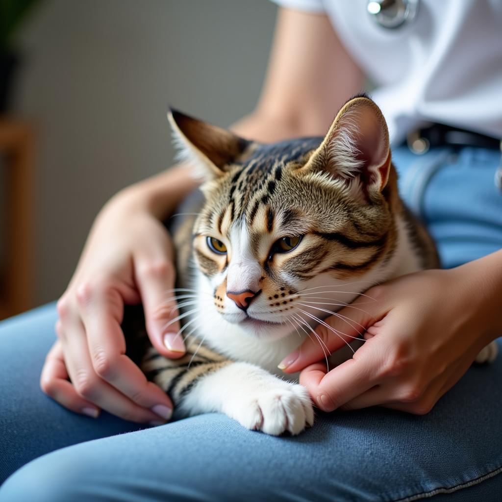 Cat Receiving Affection from Owner