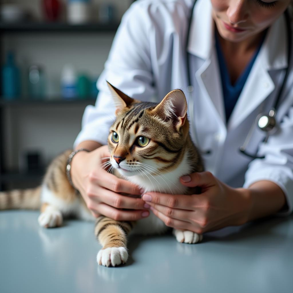 Cat Receiving Affection from Veterinarian