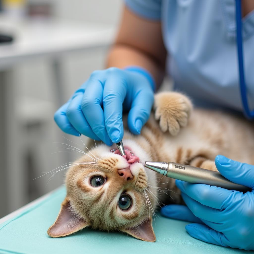 Cat Receiving Dental Care