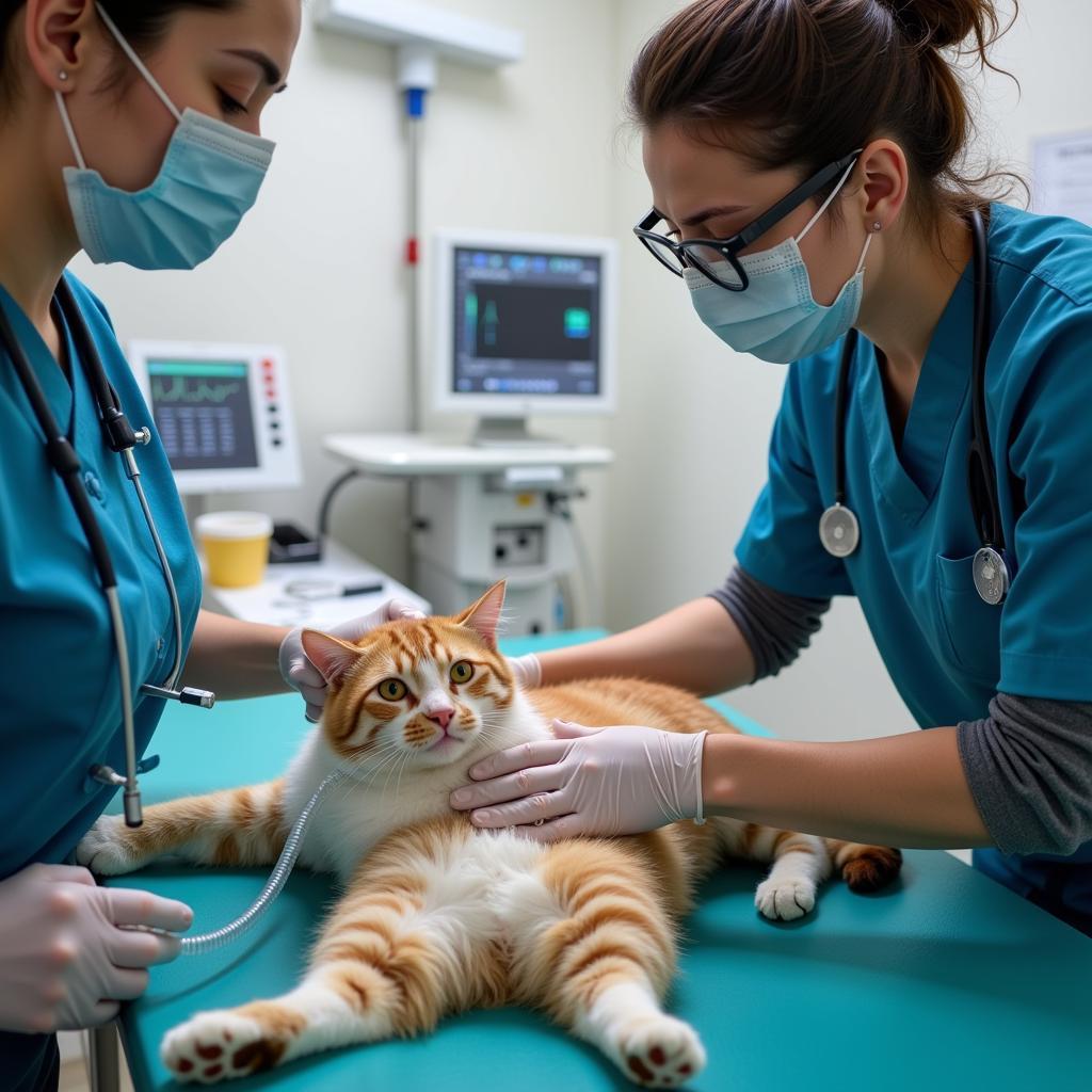 Cat Receiving Emergency Care