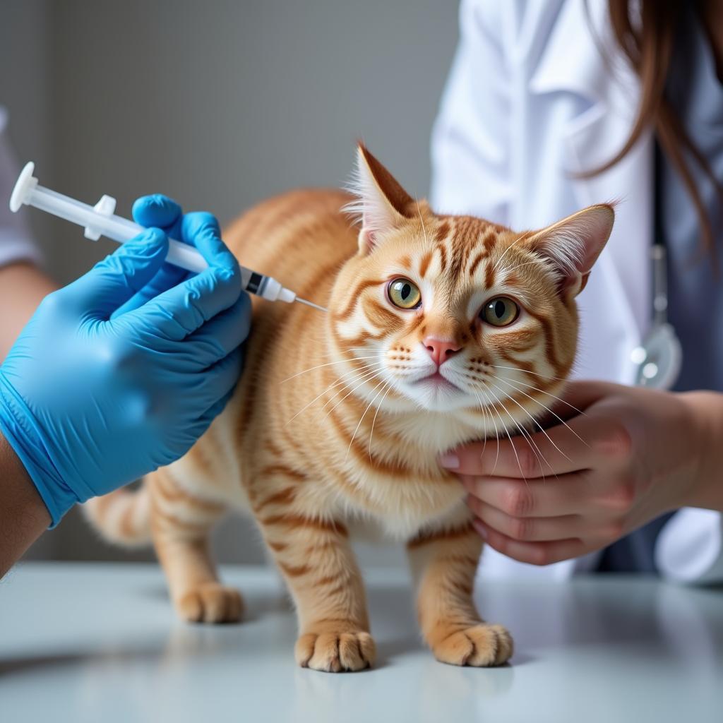 Cat Receiving a Vaccine