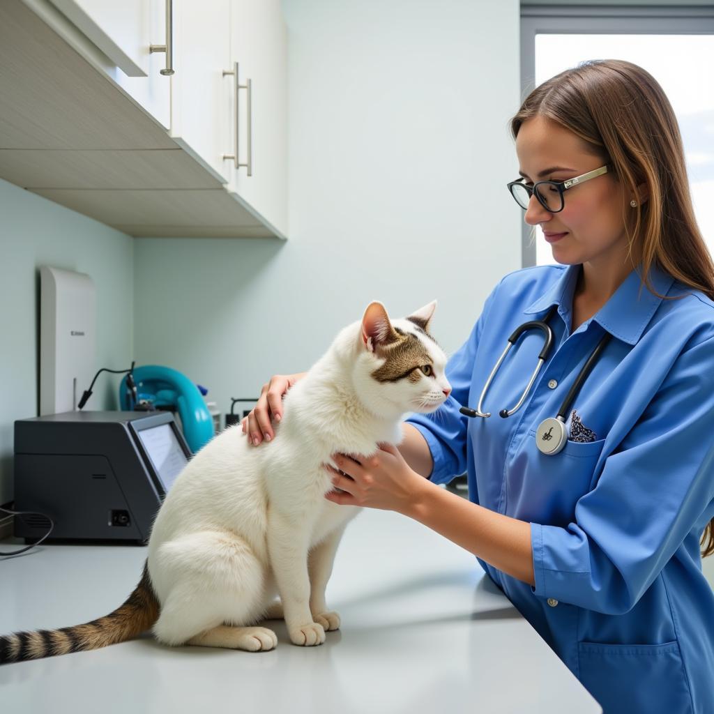 Cat Undergoing Examination at a 24 Hour Veterinary Clinic